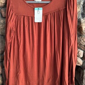 Elegant Rust Long Sleeve Blouse